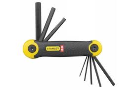 8 PCS FOLDING HEX KEY SET SOFT YELLOW AND BLACK HANDLE